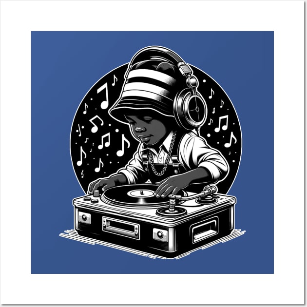 Hip Hop Young African American Boy DJ Turntable Wall Art by blackartmattersshop